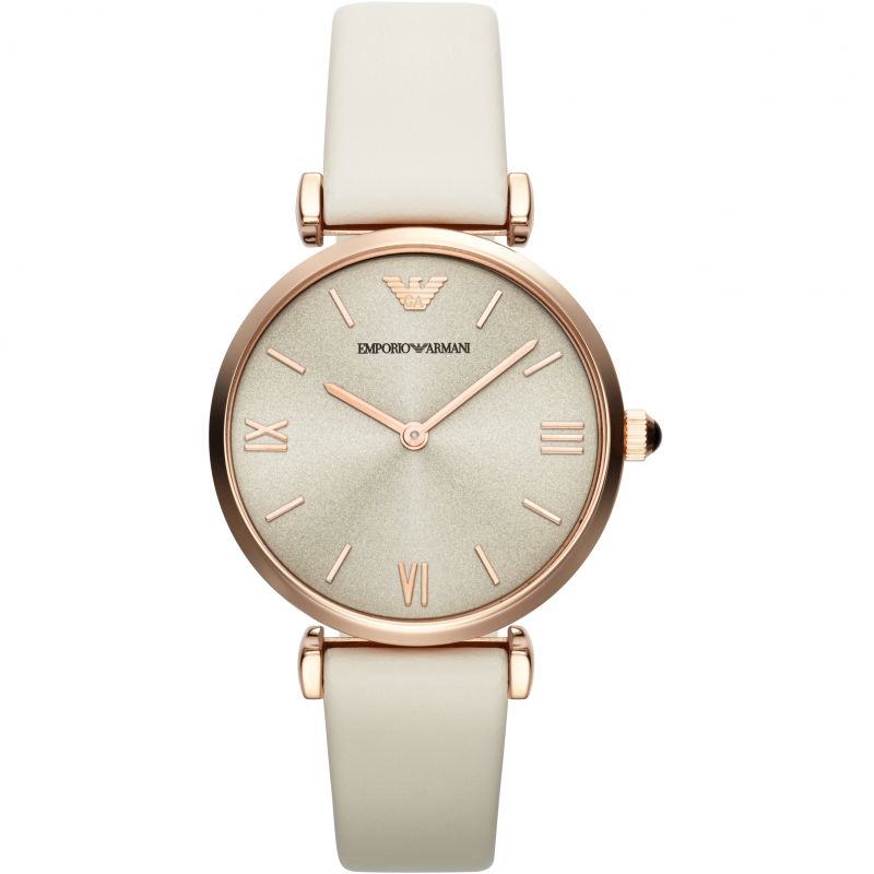 Emporio Armani Ladies Automatic Gianni T-Bar Cream Watch - AR1769